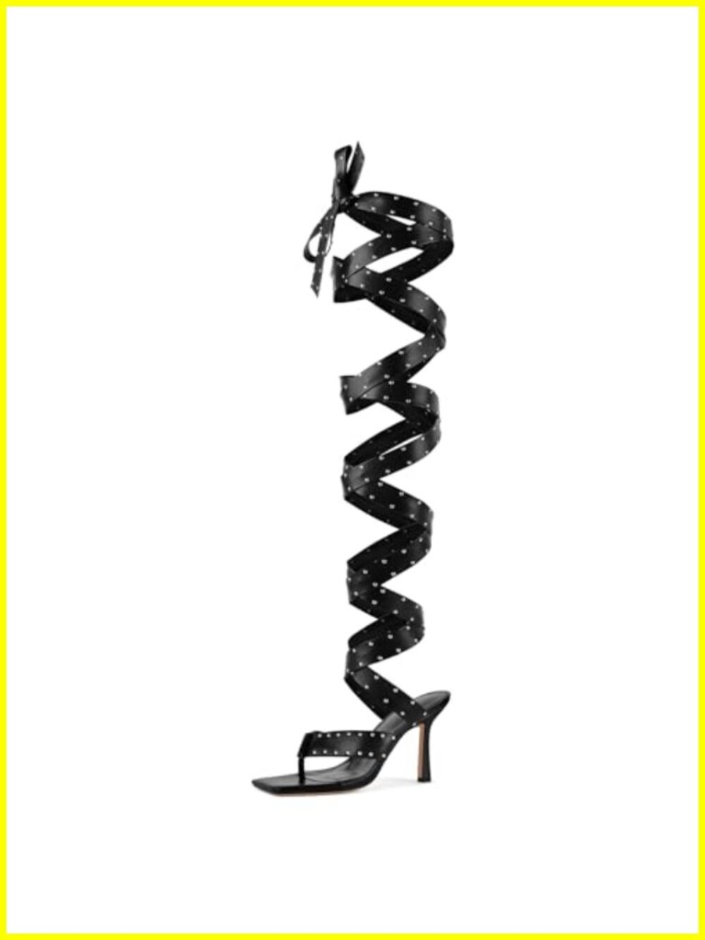 Studded Lace-Up Thigh High Stiletto Heel Sandals Women's Party Gladiator Wrap